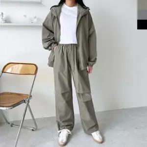 여자용 사계절 후드 바람막이 스트링 와이드핏