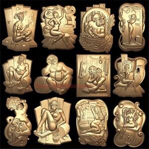 16pcs 사우나 목욕 3D STL 모델 CNC 라우터 Artcam Aspire Panno Bas 릴리프 Printer-1