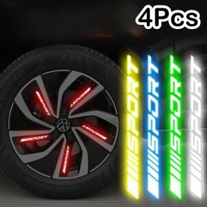4Pcs 범용 반사 림 스트라이프 스티커  자동차 휠 야간 맥세이프 장식 줄무늬  스포츠 로고