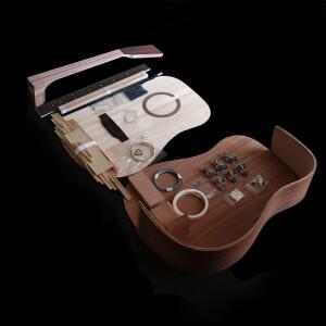 어쿠스틱 기타 DIY 키트 포크 발라드 싱글 액세서리 패키지 가문비 나무 단단한 측면 후면 합판 로즈 우드