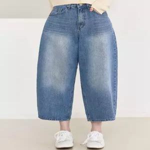 [WPBG]워싱 벌룬 8부 큐트 큐롯 데님 팬츠