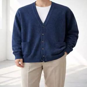 [바쏘옴므]25FW남성 브이넥 울 루즈핏 니트가디건 WSZ3-WA11-ABU