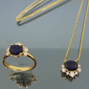 천연사파이어 반지목걸이/총2캐럿/JC1282