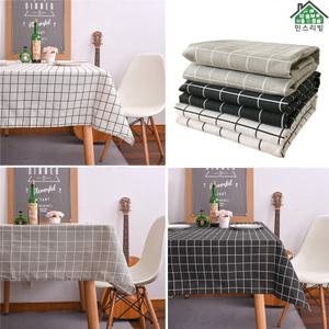 민스리빙 체크무늬 린넨 식탁보 테이블보 2인 4인 6인