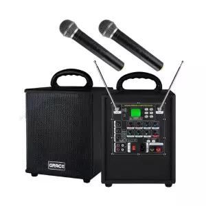 엔터그레인 EG-180 휴대용앰프스피커 무선핸드마이크2개 최대200W (가방포함)