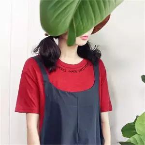 [하프클럽/]라운드 넥라인 레터링 슬라브면 반팔 티셔츠n825