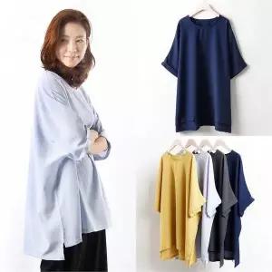 [강물처럼]위쉬몰 WW 박시롤업롱블라우스(2006H008) 빅사이즈 (S5855222)