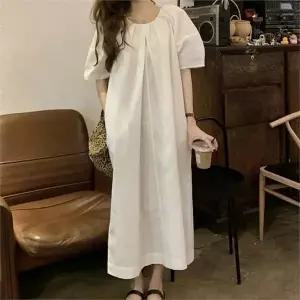 [오노마] ONM 퍼프소매 체형커버 캐주얼 일자핏 원피스 롱원피스 (S8653721)