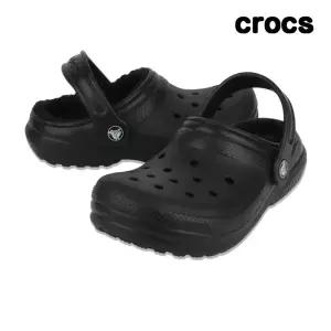 크록스 클래식라인드클로그 아동/여성 털슬리퍼 블랙 207010-060G