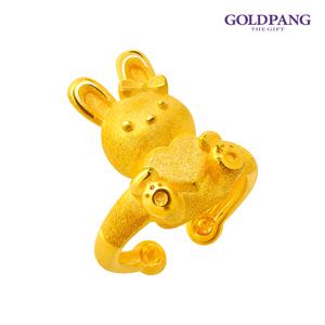 [골드팡] 24k 순금 허그하트토끼 돌반지 3.75g