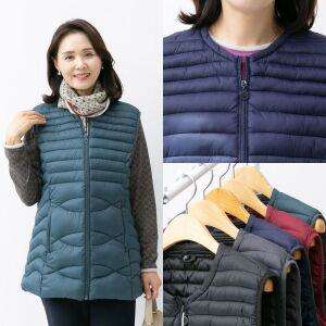 마미소 웰런 롱패딩 조끼 경량 롱 라운드 이너 방한 아웃도어 엄마옷 할머니옷 빅사이즈 4060 마담 중년여성 옷