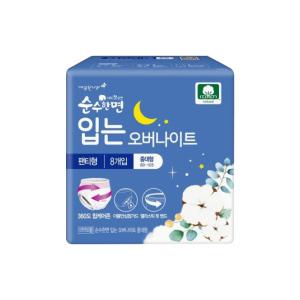 깨끗한나라 순수한면 입는오버나이트 중대형 8P 생리대