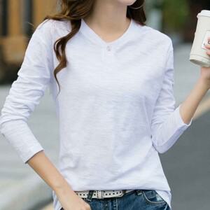 베이직 긴팔 면티 라운드 브이 넥 티셔츠 무지 4컬러