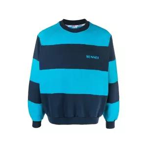 써네이 로고 프린트 스트라이프 맨투맨 블루 / SN2PXF04AP-JE217-440