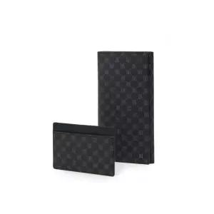 [롯데백화점]닥스 액세서리 [선물포장/쇼핑백동봉][LOUIS PVC]블랙 가죽 로고 DD 패턴 장지갑 DBWA2F121BK
