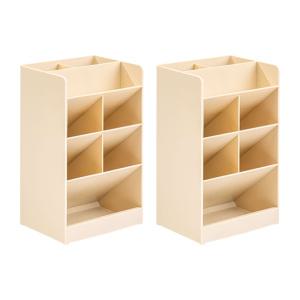 델리 사선 멀티 8칸 연필꽂이 펜꽂이 다용도 보관함, 아이보리, 2개