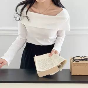 [드레스날다]핵청순해 슬림핏 오픈숄더 보트넥 카라 티셔츠