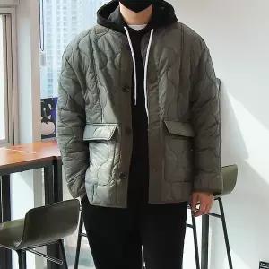 [우기브로]WUN 남자 빅사이즈 오버핏 옆트임 배색 깔깔이 점퍼