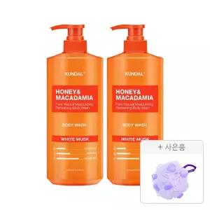 쿤달 네이처 바디워시 화이트머스크 1058ml, 2개+증정(소프트 버블 샤워볼, 1개)