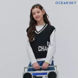 [보리보리/오션스카이]여아 로고 니트 베스트-DAJG7351B03