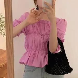 [오노마] ONM 여성 스퀘어넥 크롭 블라우스 1P 주름 셔링 퍼프 소매 (S10526904)