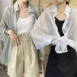 [오노마] ONM 여자 시원한 시스루 패션 쉬폰 가오리핏 오버핏 셔츠 (S10101845)