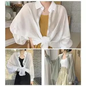 [오노마] ONM 시스루 쉬폰 가오리핏 여자 셔츠 남방 여름 캐주얼룩 (S10377883)