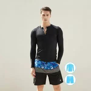 [하프클럽/베이직 엘르]베이직엘르 남성인 집업래쉬가드세트 체형커버 빅