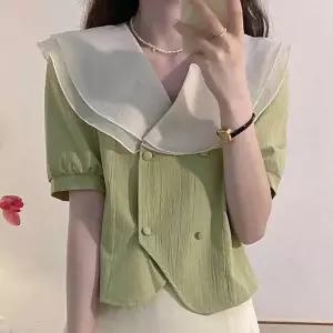 [오노마] ONM 자켓st 이중 빅카라 레이스 쉬폰 블라우스 세미크롭 (S16079455)