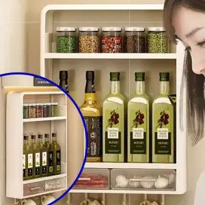 공중부양 양념통 진열대 벽부착식 조미료정리하는 주방선반 2단수납장걸이 좁은싱크대공간활용 보관거치대