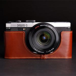 [초고속발송]TP오리지널 하프케이스 TB04BR-MX1 Leather 브라운/골드스티치/속사/오픈 (펜탁스 MX-1)