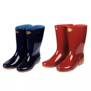 보생 패션 여자 장화 (청색/적색) 미끄럼방지 공장 주방 방수화 농사신발 고무장화