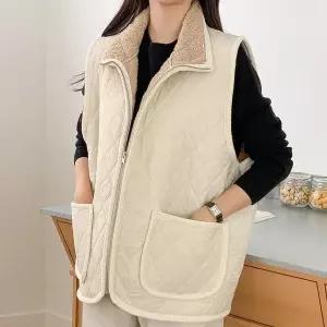 [셀러허브]여자 양털 FW 누빔 빅사이즈패딩 덤블 조끼 (S20235643)