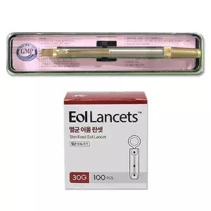 동화 스텐사혈기 DH1 + 에이치엘비 멸균이올란셋 30G 100개입 체했을때손따기 채혈기 사혈침 채혈침 당뇨침