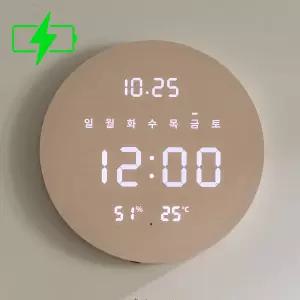 플라이토 무선 루나 데이 온습도 LED 벽시계 29cm / 포토상품평
