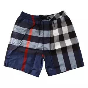 [버버리] 24FW 남성 8013879 드로스트링 체크 스윔 팬츠 네이비