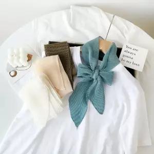 얇은 스프링 주름 스카프 플리츠 단색 여름 미니 목 (WFGQAY1)