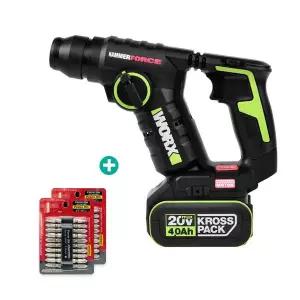 웍스(WORX) 충전로타리해머드릴 WU380S.2 (20V/4.0AH x 2, BL) WORX PRO (드릴비트 2개)