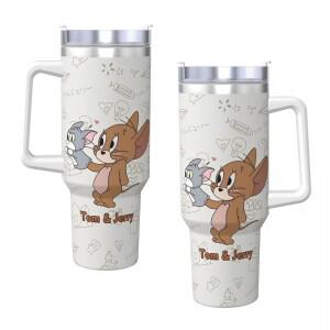 톰과 제리 텀블러 뜨거운 음료 물병 휴대용 스테인레스 스틸 열 머그잔 인쇄 캠핑 자동차