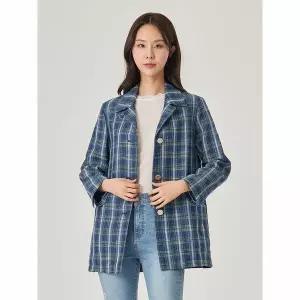 [하프클럽/조이너스]린넨 격자 체크 셔츠형 자켓_JACU4-WJK140