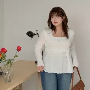 [빅사이즈]이블렛 보텐드 셔링 물결 티블라우스 제이스타일