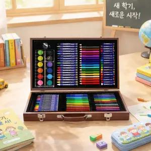[졸업 입학 신학기 선물] 드림아트 110종 우드케이스 미술세트 초등 어린이 아동 유치원 생일 선물 추천