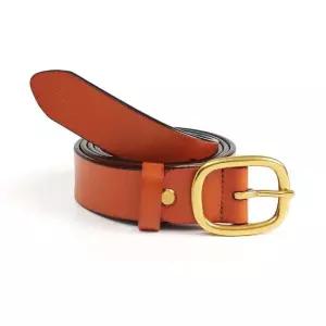 여성 소가죽 벨트 카멜골드 원피스 정장 슬랙스 코트 (WFHS4RD)