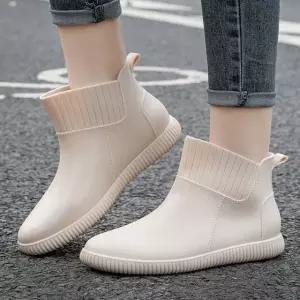 여성용 심플 숏 레인부츠 장화 미끄럼방지 장마 신발 (WFHT7Y8)