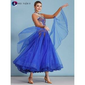 댄스 왈츠 드레스 여성 탱고 의상 공작 왈츠복 라인 경기용 스윙 모던댄스드레스 스포츠