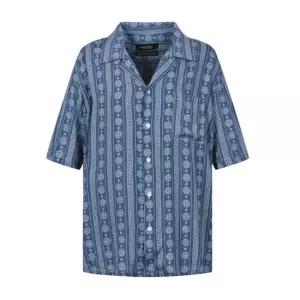 남성 빈티지 플로럴 오픈카라 셔츠_블루