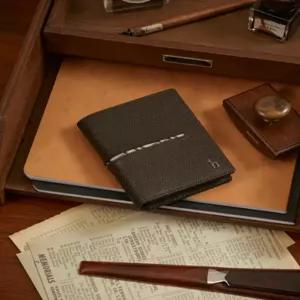 헤지스 액세서리 남성 24FW [스테디셀러]브라운 라인배색 소가죽 명함지갑 WUHO4F521W3