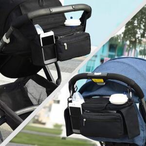 두손자유 육아 유모차 핸들에 부착하는 주머니 가방 컵홀더 핸드폰거치