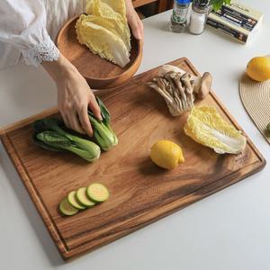 나무도마 50x35cm 특대 사각 통원목 도마  원목 3~4인 플레이팅 물길홈 양면도마