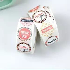 8가지 혼합 감사스티커 땡큐 원형 선물 포장 땡큐스 (WFGT9SA)